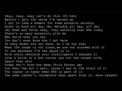 KRS One – Show Respect (lyrics)